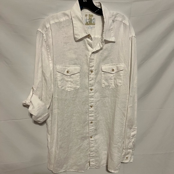 Islander Tops - SOLD*** XL 100% Linen Off White Casual Men's Shirt